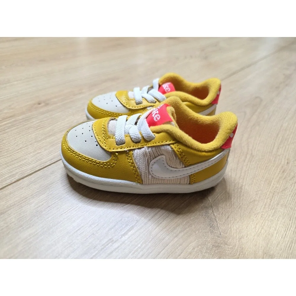 Nike Air Force 1 Crib Baby Shoes Sneakers Size 4C Yellow Ochre Mushroom